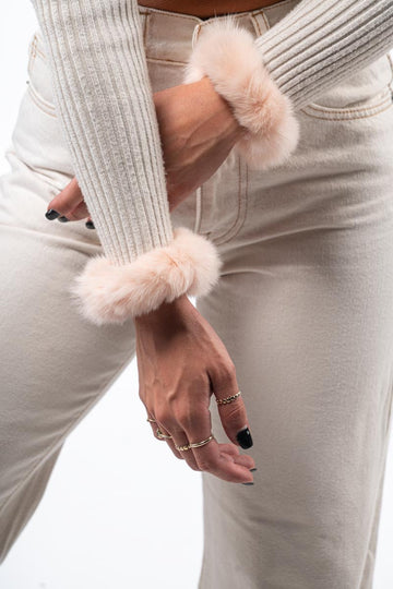 Baby Pink Rex Rabbit Fur Cuffs